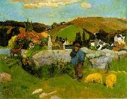Paul Gauguin The Swineherd, Brittany Spain oil painting artist